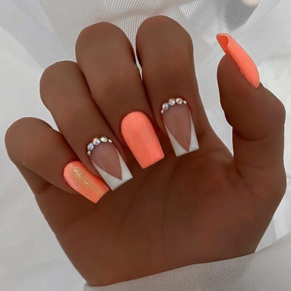 Orange and white diamonds