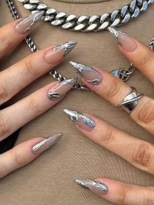 Silver embossed fingertips