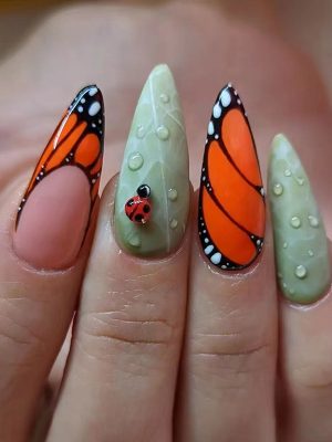 Butterfly wings and ladybugs