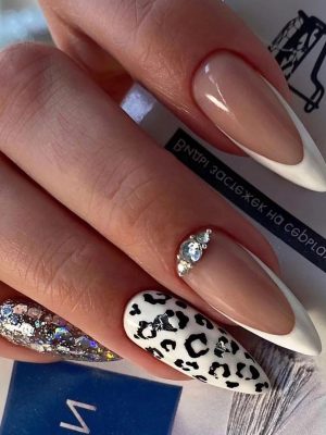 White leopard print and diamonds